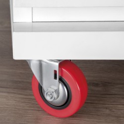 Furniture castors red rubber in set of 4 pieces 64 mm high