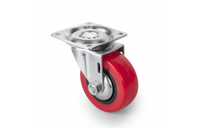 Furniture castors red rubber in set of 4 pieces - MW50RO