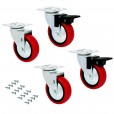 Furniture castors red rubber in set of 4 pieces - MW50RO