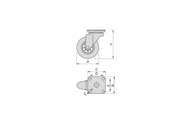 Furniture wheel transparent rubber in set of 4 pieces - MW50TR