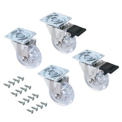 Furniture wheel transparent rubber in set of 4 pieces 63 mm high