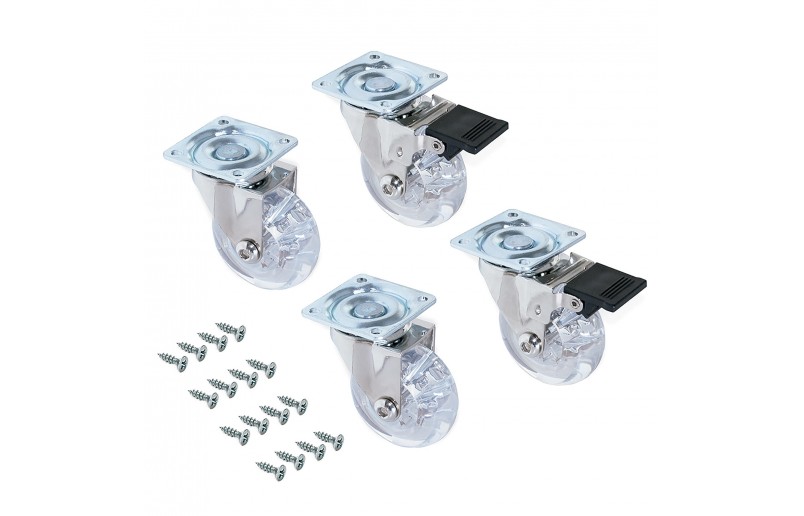 Furniture wheel transparent rubber in set of 4 pieces - MW50TR