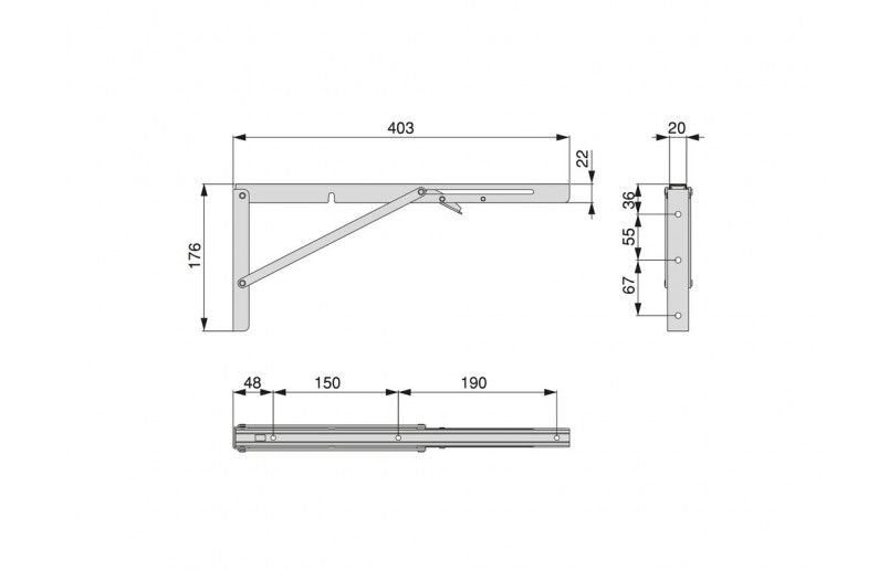 Abklappbarer Bodenträger 400 mm schwarz, 2er-Pack