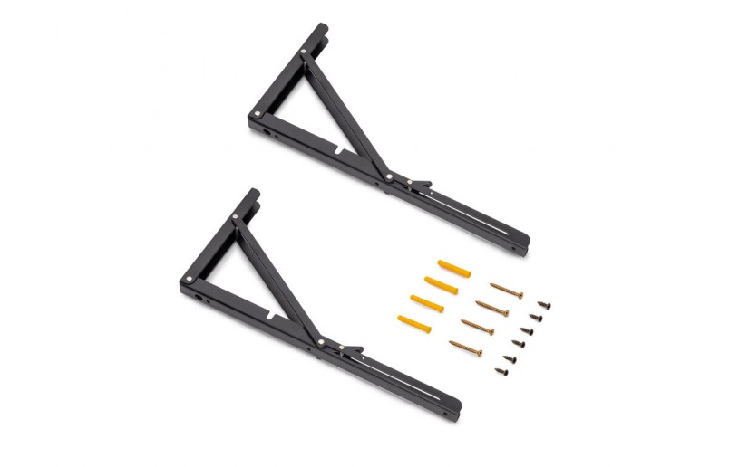 Abklappbarer Bodenträger 400 mm schwarz, 2er-Pack