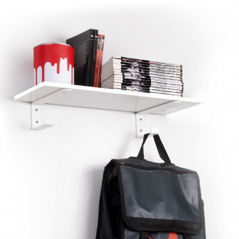 Regalbodenträger weiß Stahl mit Haken, 2er-Pack