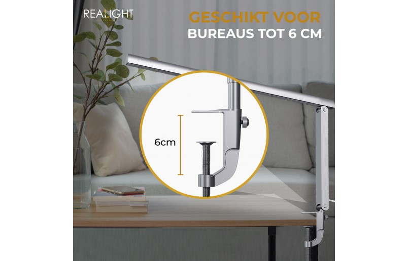 Schreibtischlampe Leselampe silber, drehbar, Dimmfunktion und Farbmodi