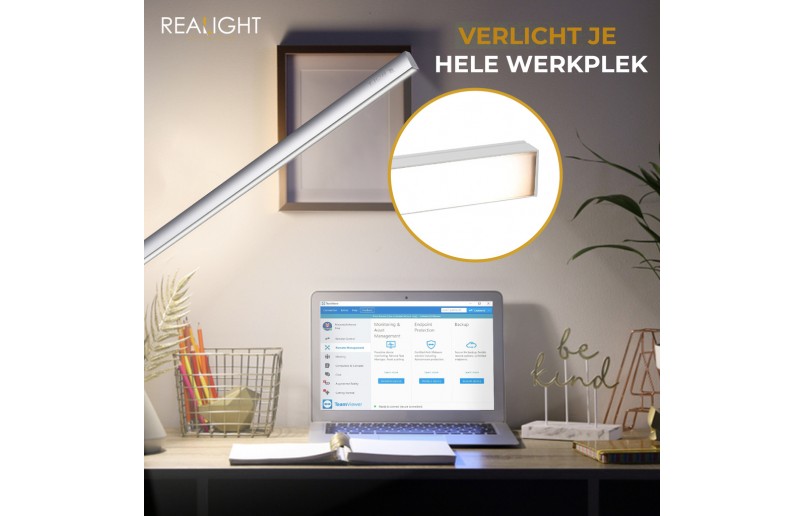 Schreibtischlampe Leselampe silber, drehbar, Dimmfunktion und Farbmodi