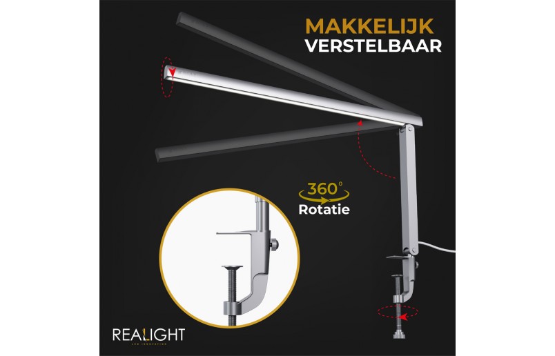 Schreibtischlampe Leselampe silber, drehbar, Dimmfunktion und Farbmodi