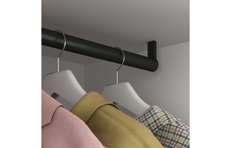 Schrankrohr / Schrankstange rund 25mm schwarz Aluminium