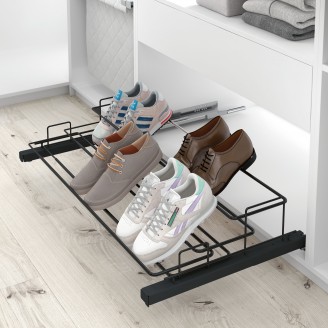 Ausziehbares und in der Breite verstellbares Schuhregal anthrazit Ausziehbares und in der Breite verstellbares Schuhregal anthrazit