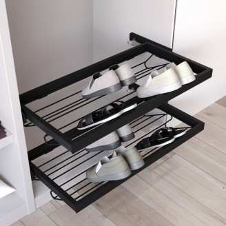 Ausziehbare Schuhablage schwarz mit Soft-Closing Ausziehbare Schuhablage schwarz mit Soft-Closing