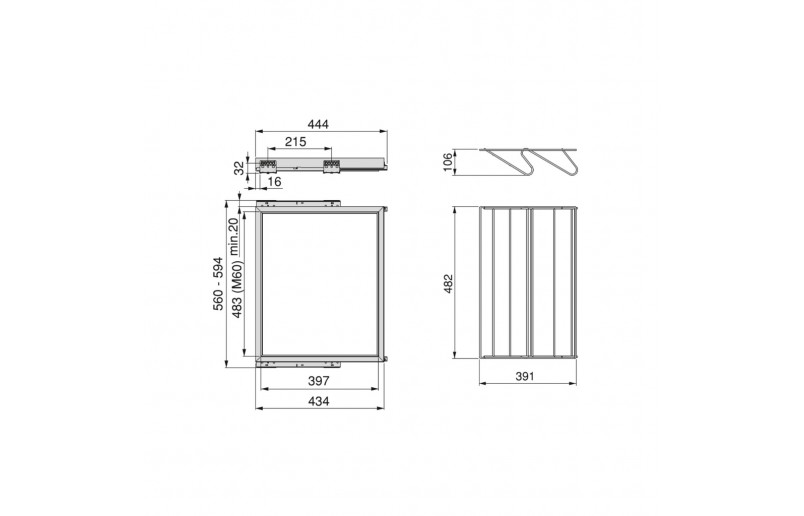 Pull-out shoe rack black with soft-closing