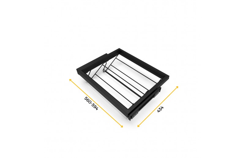 Pull-out shoe rack black with soft-closing