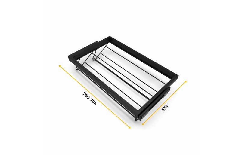 Pull-out shoe rack black with soft-closing