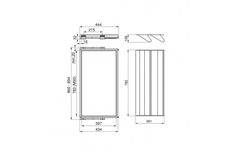 Pull-out shoe rack black with soft-closing