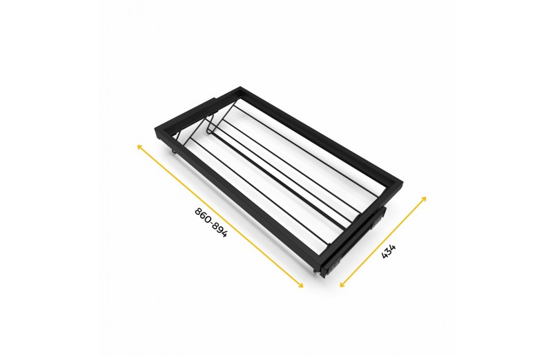 Pull-out shoe rack black with soft-closing