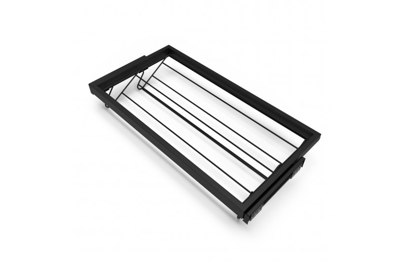 Pull-out shoe rack black with soft-closing