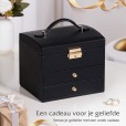 Schmuckkästchen mit 5 Fächern und 3 Schubladen, schwarz 