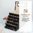 Schmuckkästchen mit 6 Ebenen, 5 Schubladen und Spiegel, schwarz