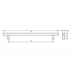 Stangengriff lux mit Riffelung, mattschwarz 165 mm