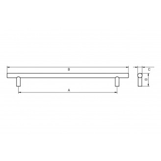 Stangengriff lux mit Riffelung, mattschwarz 165 mm