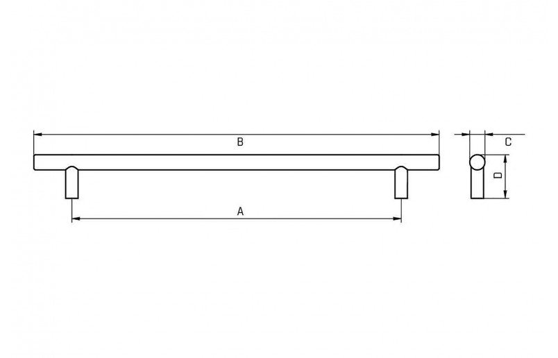 Stangengriff lux mit Riffelung, mattschwarz 165 mm - GRE9263