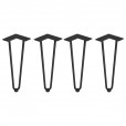 Tischbeine schwarz mit 3 Stangen 71mm, 4er Set