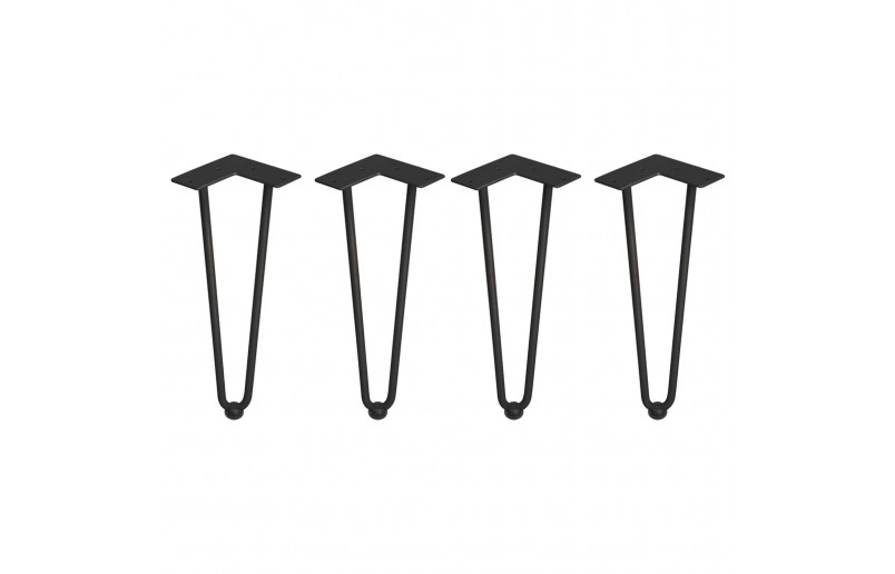 Tischbeine schwarz mit 3 Stangen 71mm, 4er Set