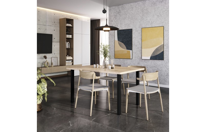 Tischbeine schwarz 710mm quadratisch 50x50 mm, Satz von 4 Stück