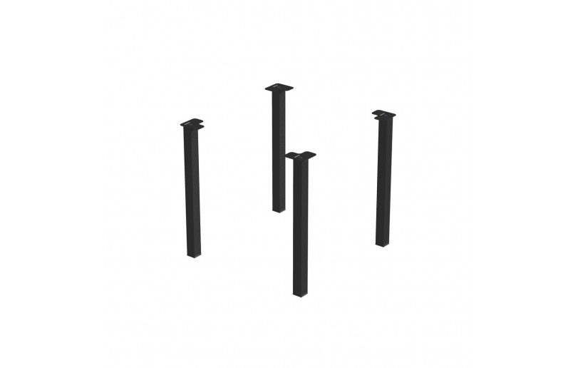 Tischbeine schwarz 710mm quadratisch 50x50 mm, Satz von 4 Stück