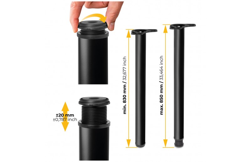 Table leg black 830mm round ø 60 mm