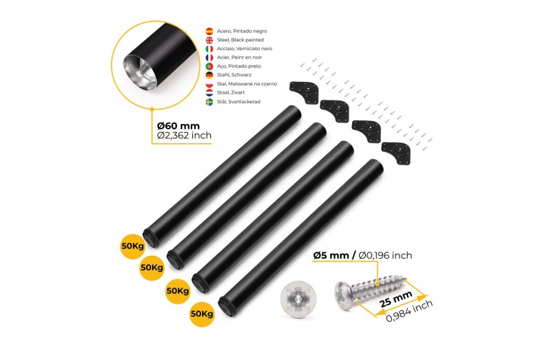 Table leg black 830mm round ø 60 mm