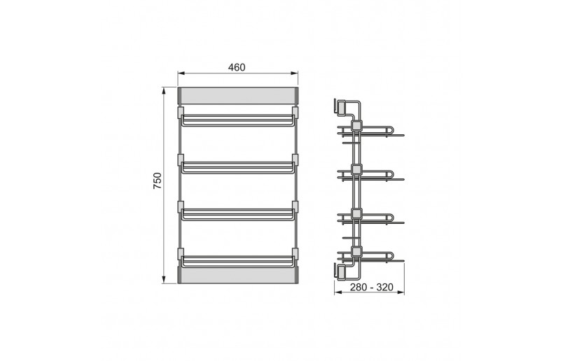 Pull-out shoe rack for wall mounting Titanium 
