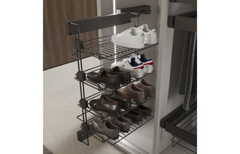 Pull-out shoe rack for wall mounting Titanium 
