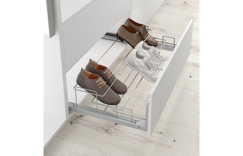 Ausziehbares und in der Breite verstellbares Schuhregal mit Frontbefestigung - SHC391