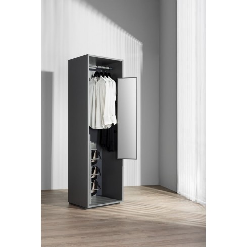 Pull-out and swivel cabinet mirror silver 115x30 cm