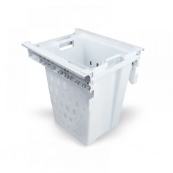 White plastic laundry basket with removable liner – while supplies last