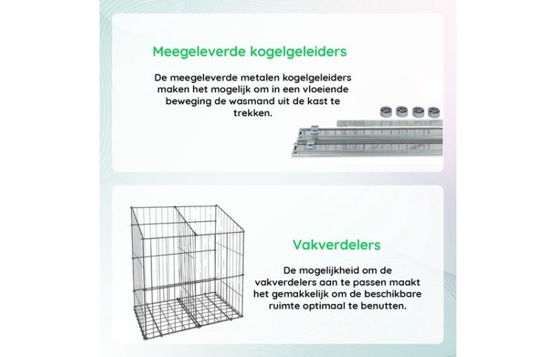 Wash basket flush-mounted pull-out with compartment divider - WAS6428