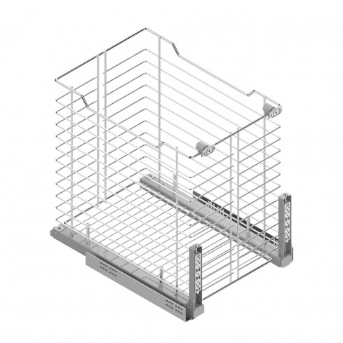 Laundry basket steel chromed for front mounting, available in 4 sizes