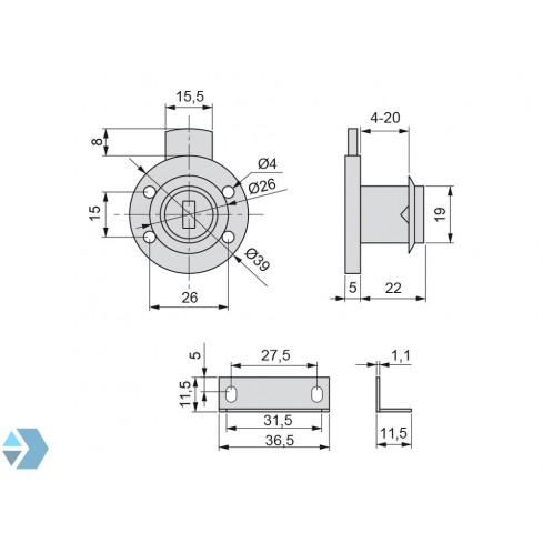 Lever cylinder lock for cabinet doors and drawers