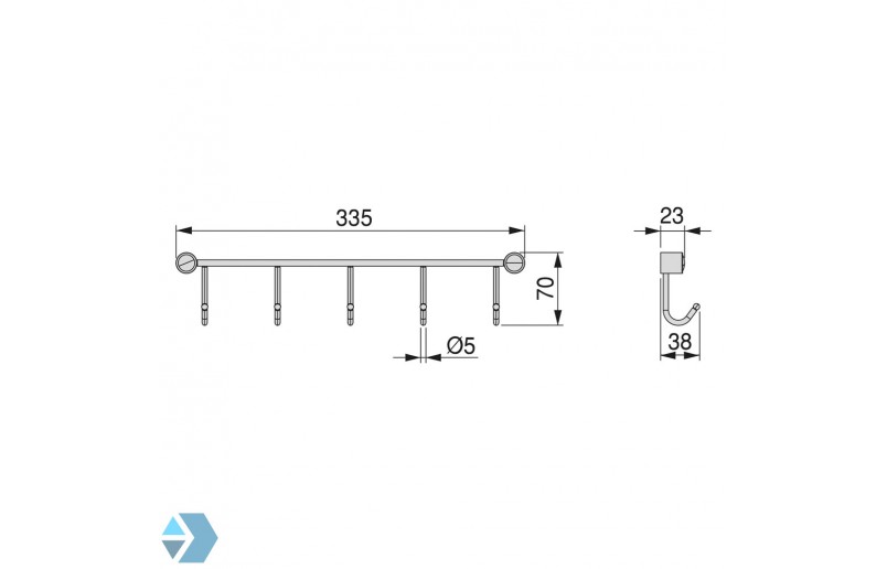 Küchengarderobe mit Regal und Wandhalterung - KKS330
