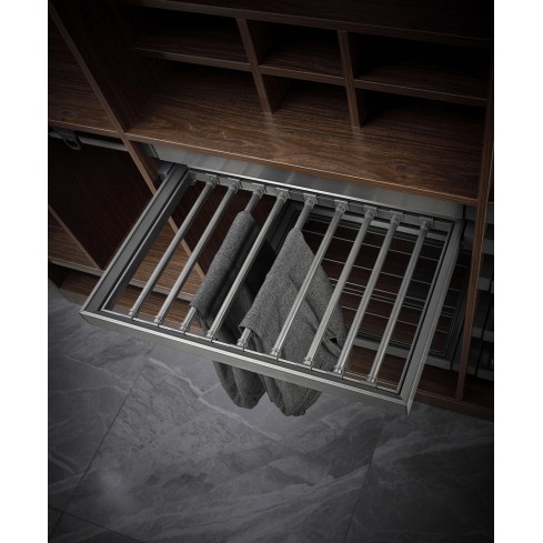 Luxuriöser, ausziehbarer anthrazitfarbener Hosenhalter mit Softclose-Funktion