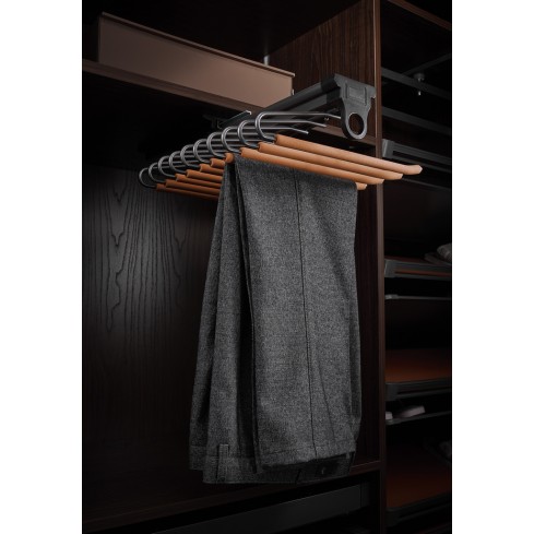 Luxuriöser, ausziehbarer anthrazit/orangefarbener Hosenhalter mit Softclose