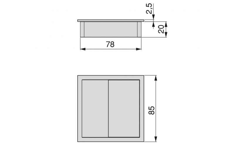 Cable entry square white plastic
