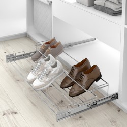 Ausziehbares und in der Breite verstellbares Schuhregal Chrom Ausziehbares und in der Breite verstellbares Schuhregal Chrom