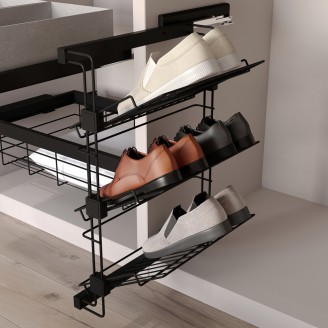 Ausziehbares Schuhregal für die Wandmontage schwarz Ausziehbares Schuhregal für die Wandmontage schwarz