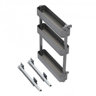 Ausziehbares Flaschen- und Gläsergestell mit 3 Fachböden für Schrankbreite 150 mm Ausziehbares Flaschen- und Gläsergestell mit 3 Fachböden für Schrankbreite 150 mm